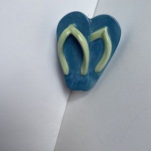 Nora Fleming Mini Flip Flops Sunning and Funning Ceramic Platter Charm A156